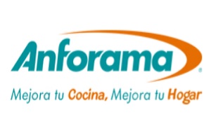una de las tiendas de utensilios de cocina baratos en México, logo de la tienda Anforama