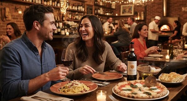 Restaurantes italianos - Personas cenando comida italiana en el mejor restaurante italiano de México
