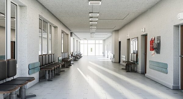 uno de los mejores centros de salud, el pasillo de espera vacío