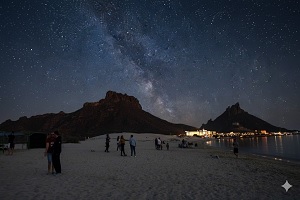 vista de las estrellas en Playa Los Algodones